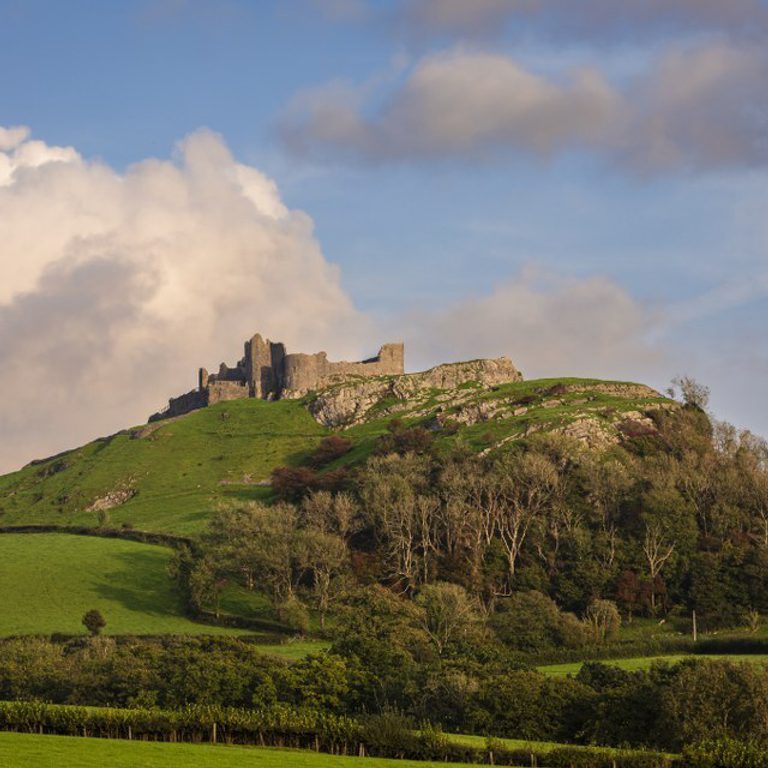 Carreg Cennen Castle is a remote castle with stunning views on the edge of the Brecon Beacons.